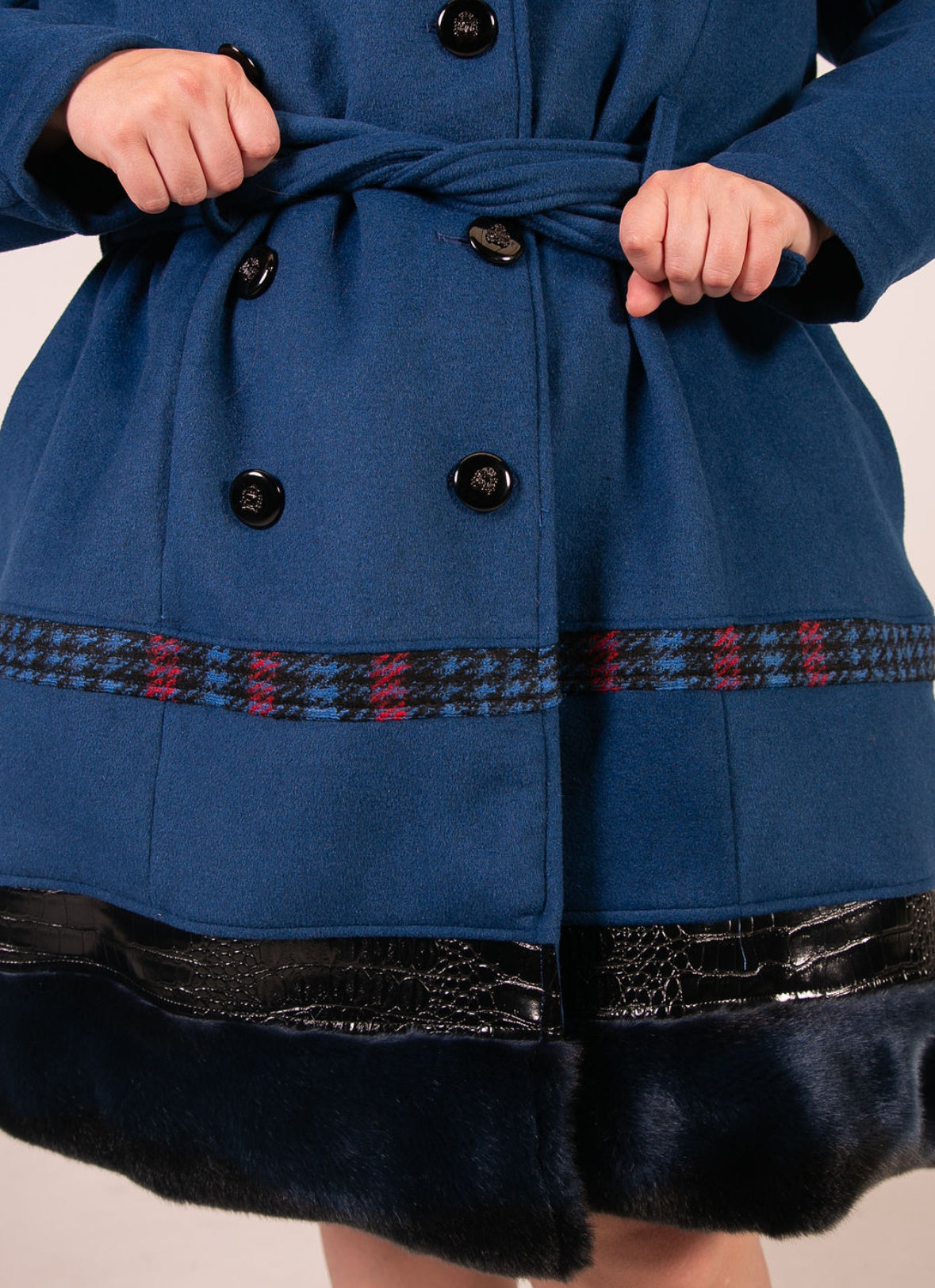 Mixed-Media Wool Coat