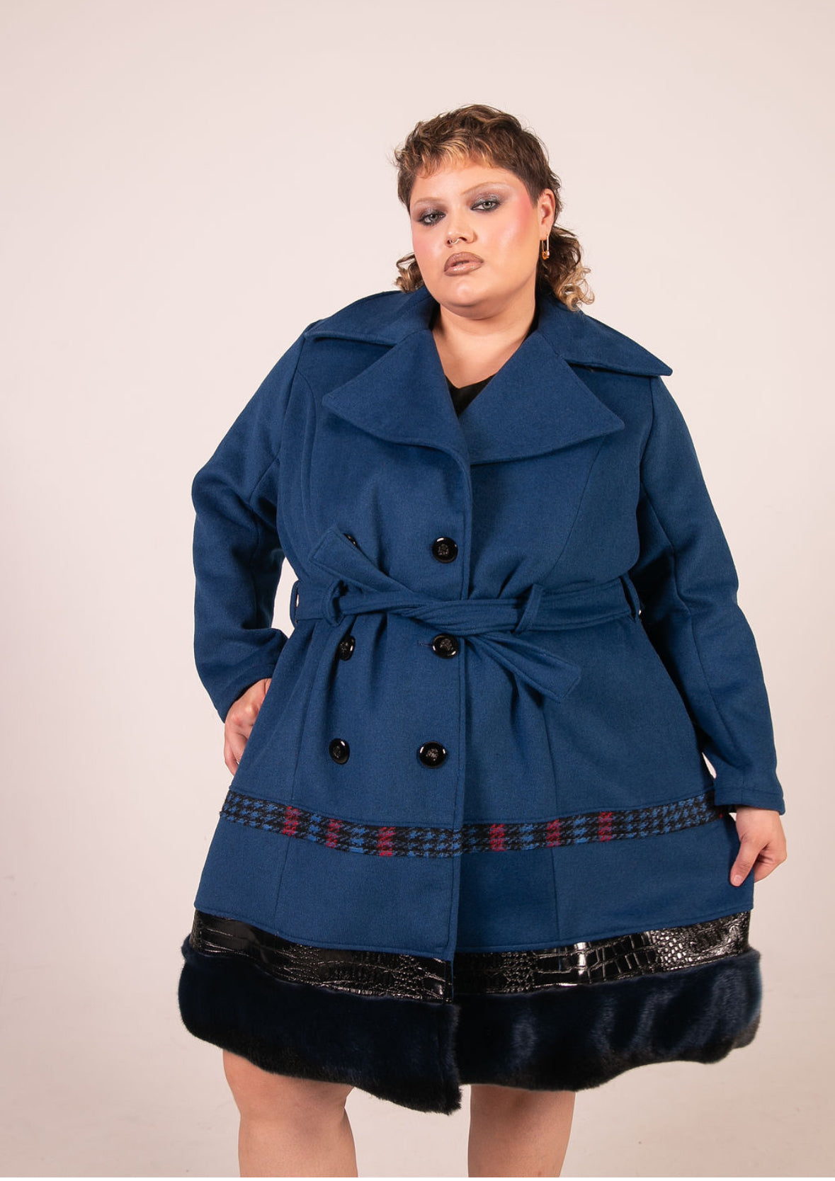 Mixed-Media Wool Coat
