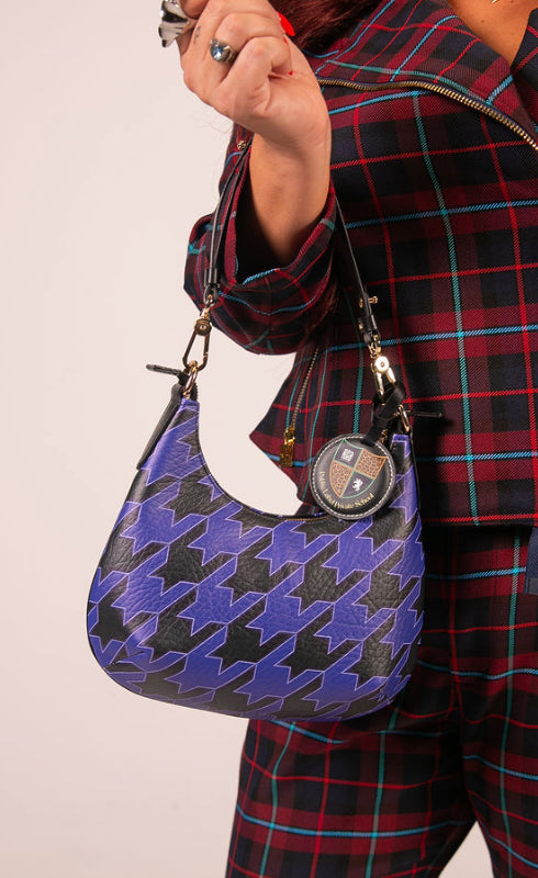 Houndstooth Genuine Leather Handbag